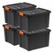 IRIS USA, 76 Quart Heavy Duty Plastic Storage Box, Black, Set of 4
